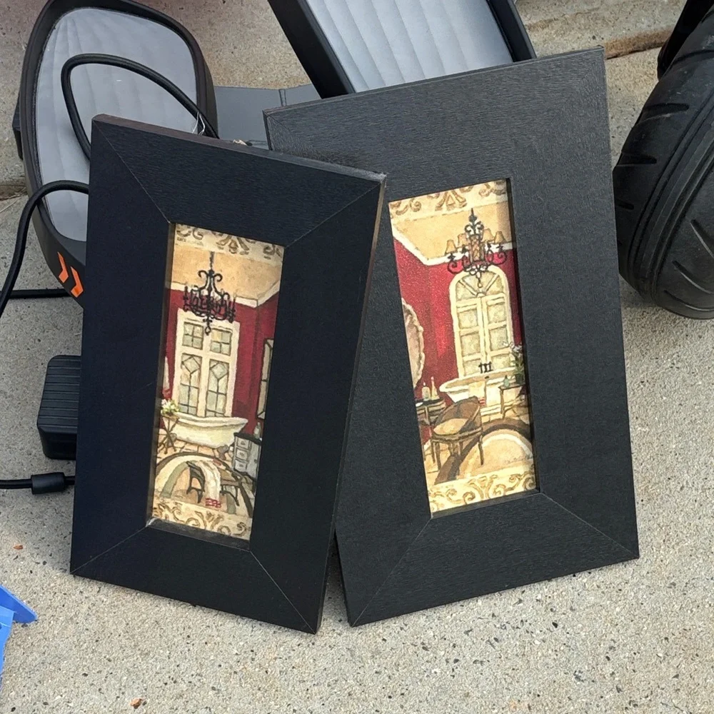 Black Picture Frame Pair with Red Accent Art